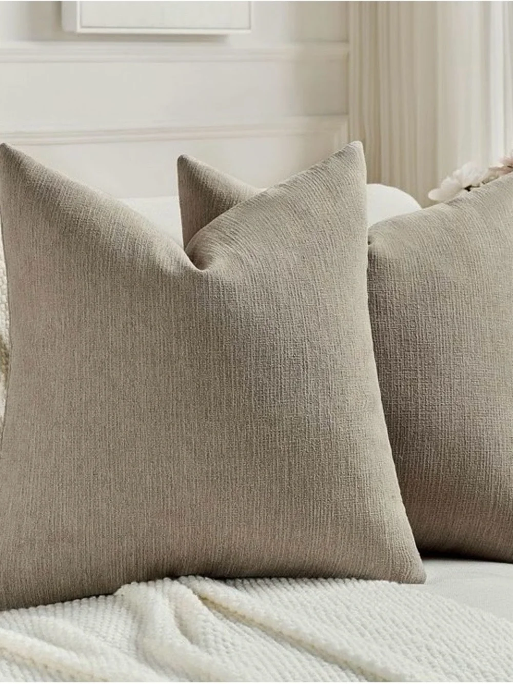 Neutral Beige Decorative Throw Pillow - Soft Textured Home Accent